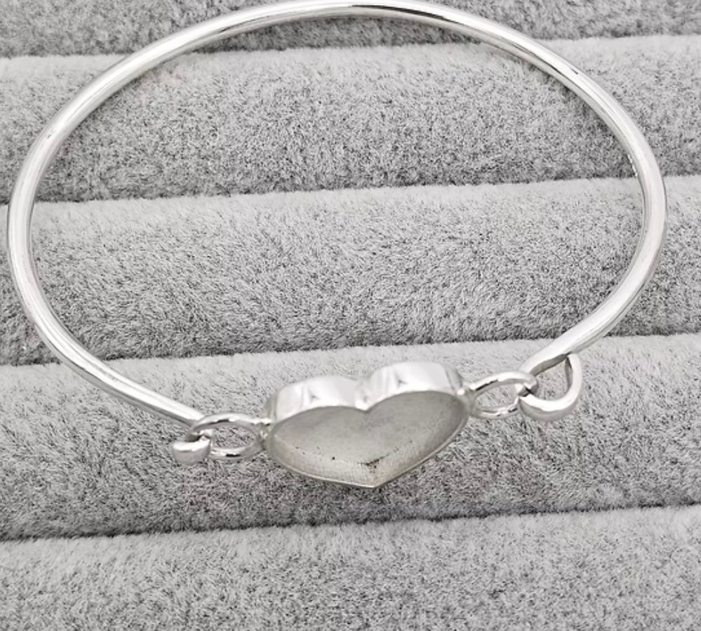 Heart hook clasp bangle 925 silver