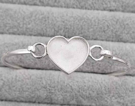 Heart hook clasp bangle 925 silver