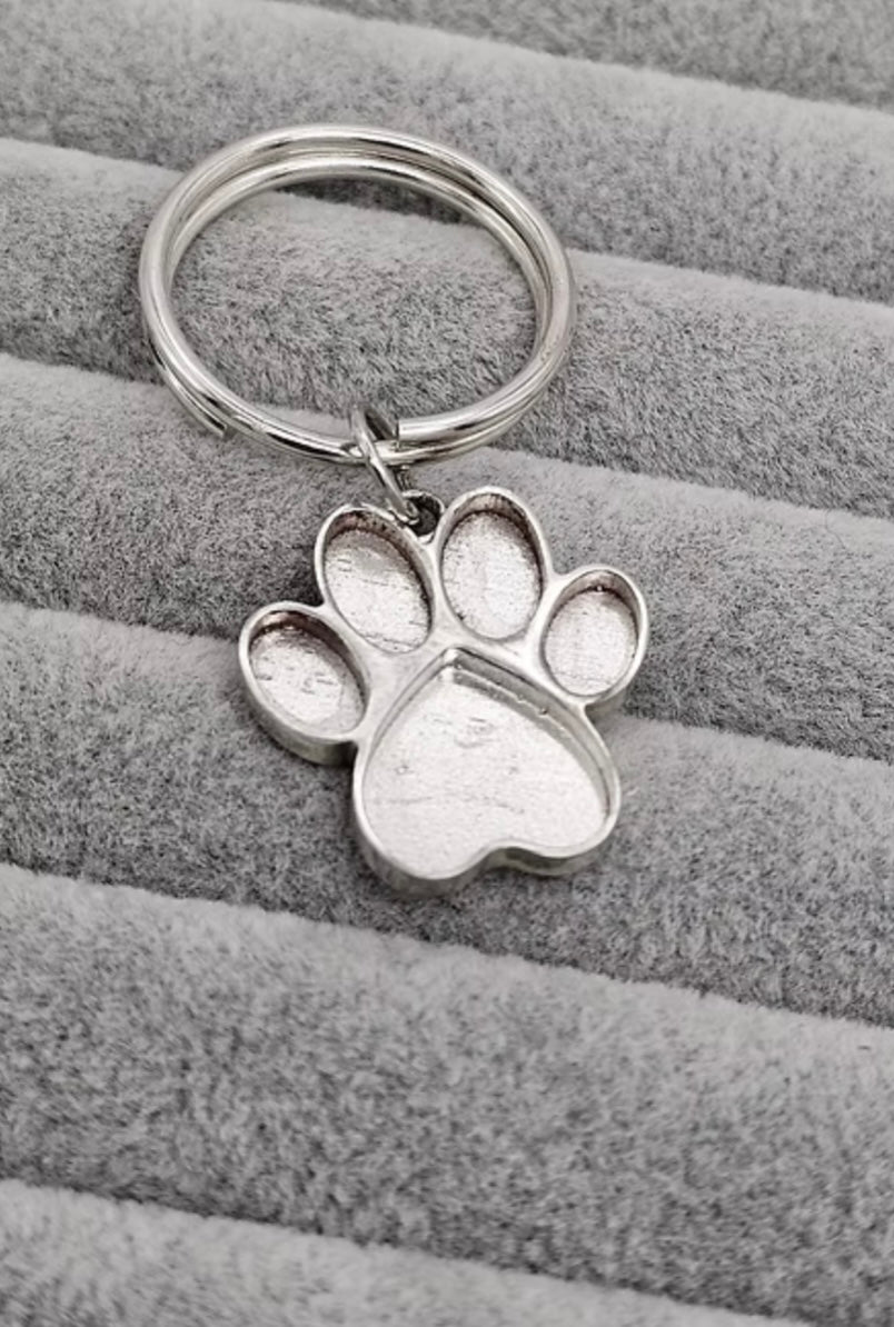 Paw print 925 silver keyring