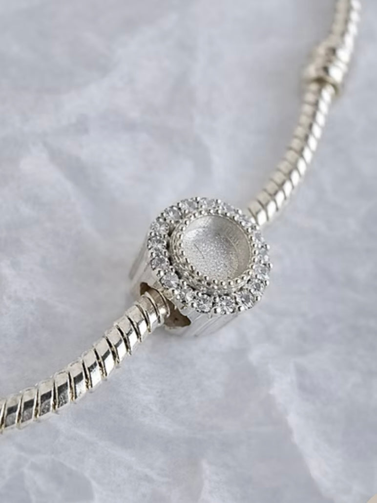 Halo cz Bead 925 silver charm