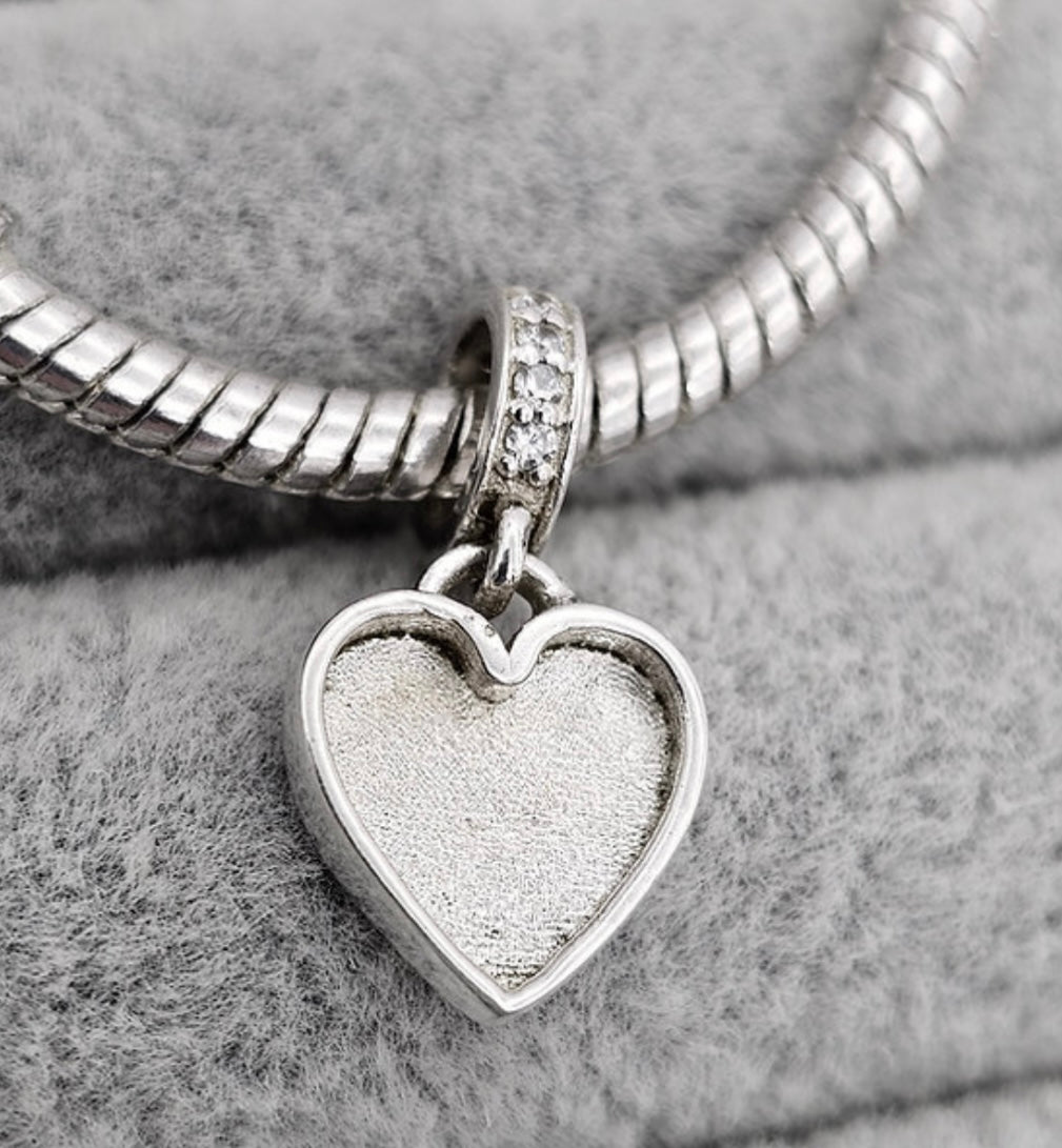 Heart cz dangle 925 silver charm