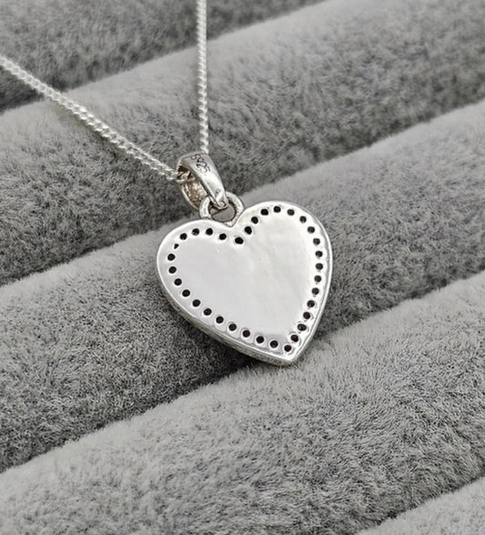 Flat back cz 14 mm mini heart 925 silver pendant