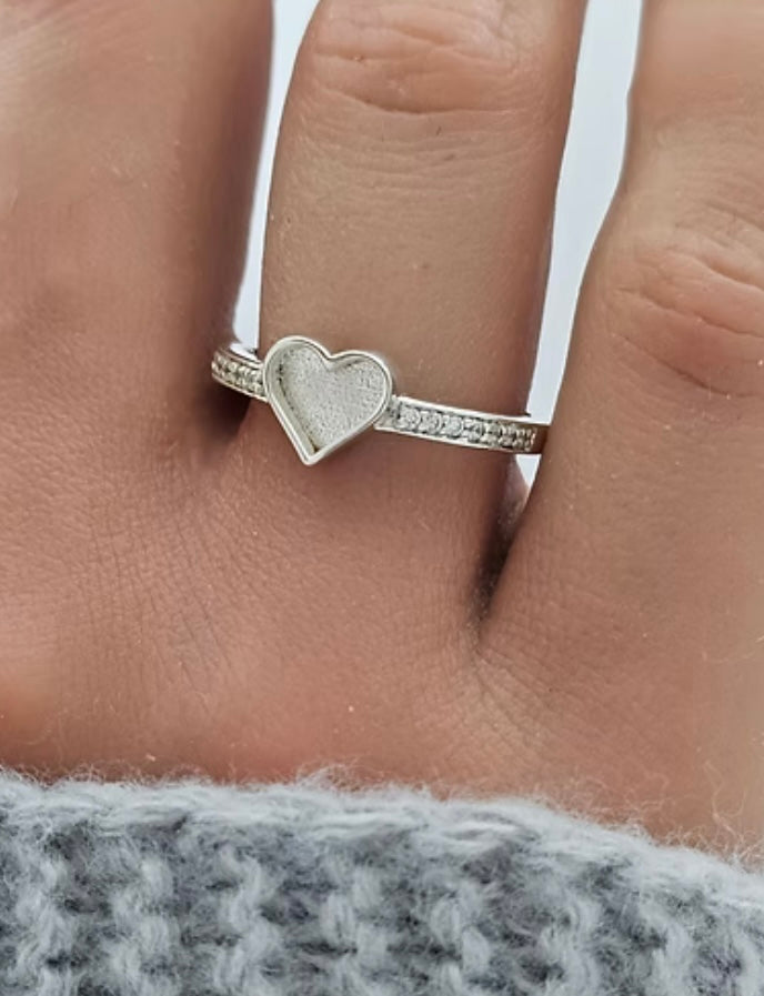 Heart multi gem cz 925 silver ring