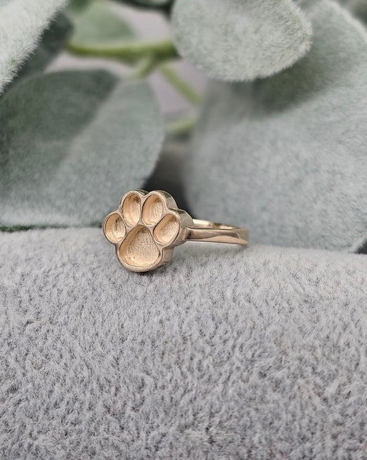 Gold 9k paw print ring