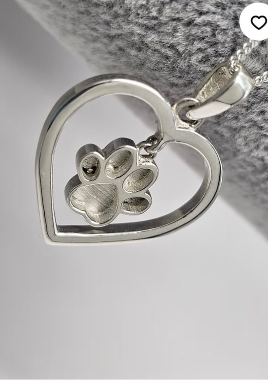 Heart dangle paw pendant 20mm925 silver