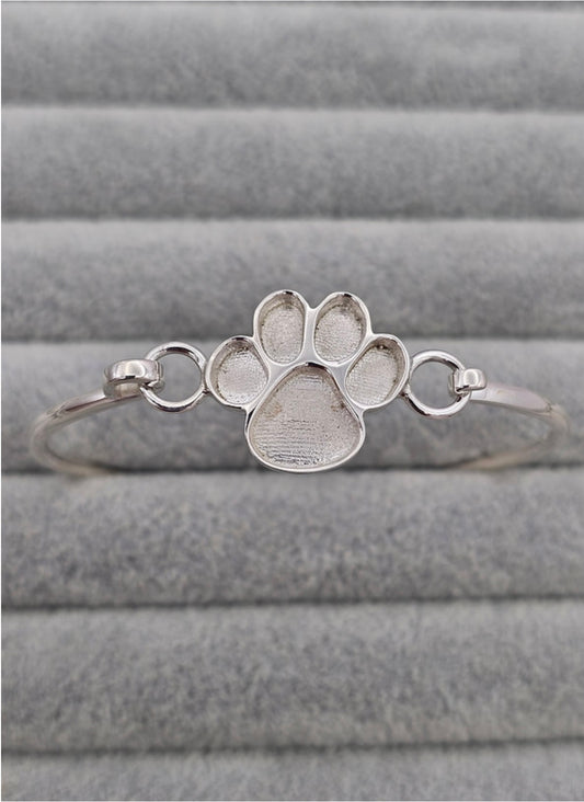 Paw print hook clasp 925 silver bangle