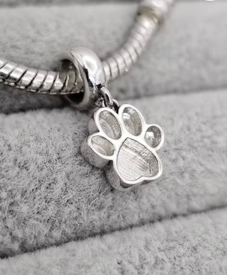 Paw print dangle 925 silver charm