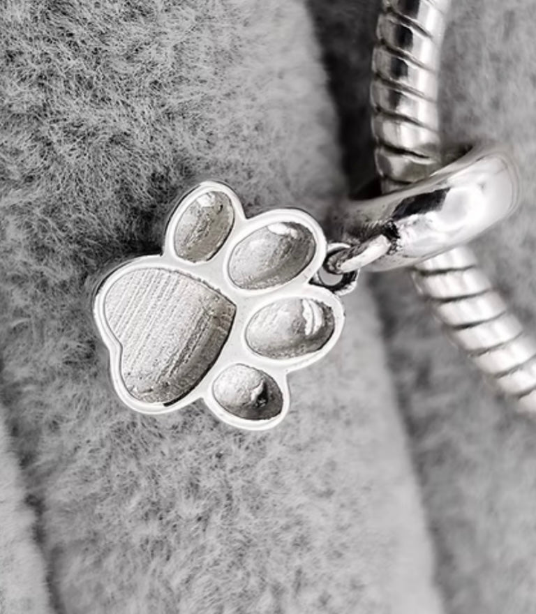 Paw print dangle 925 silver charm