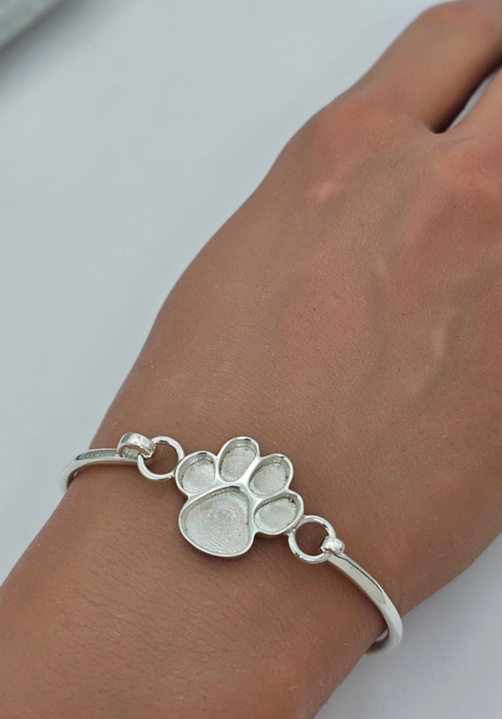 Paw print hook clasp 925 silver bangle