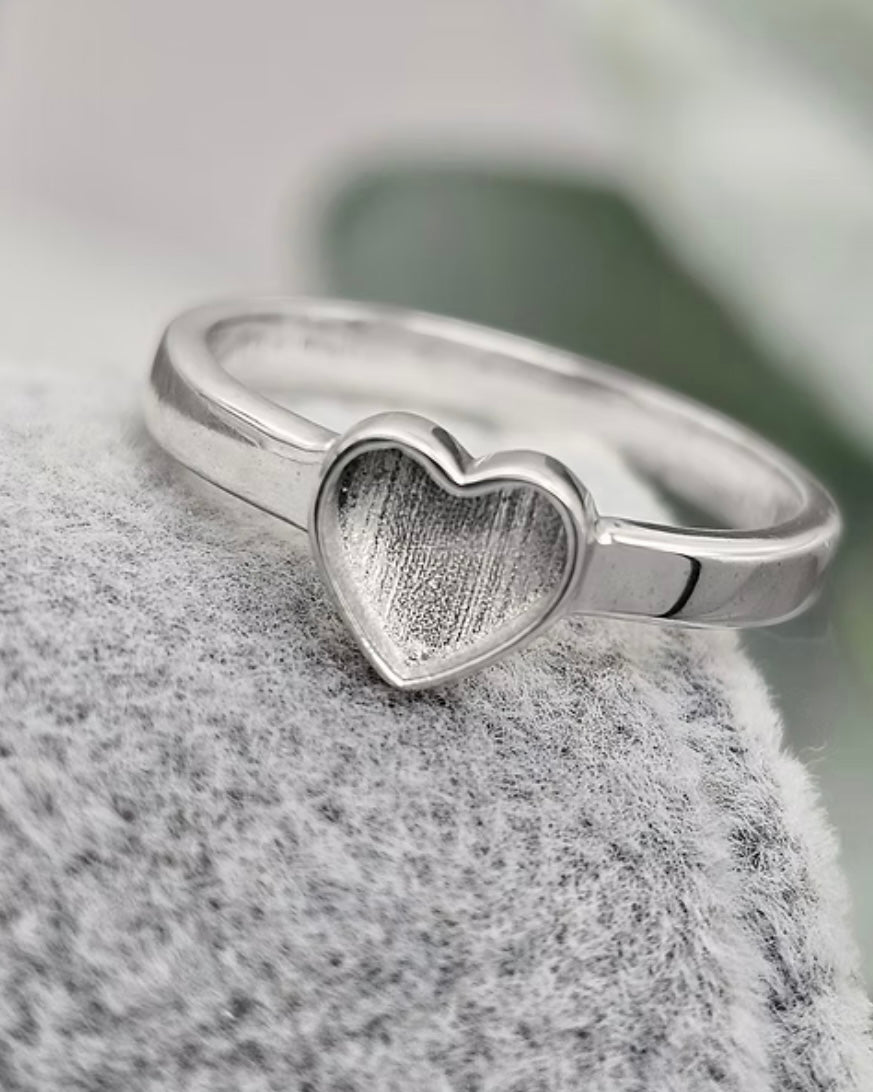Plain heart 925 silver ring