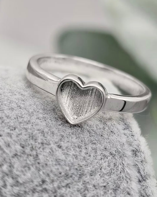 Plain heart 925 silver ring