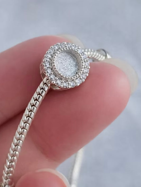 Halo cz Bead 925 silver charm