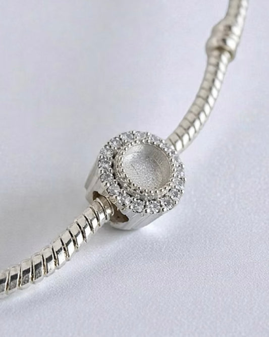Halo cz Bead 925 silver charm