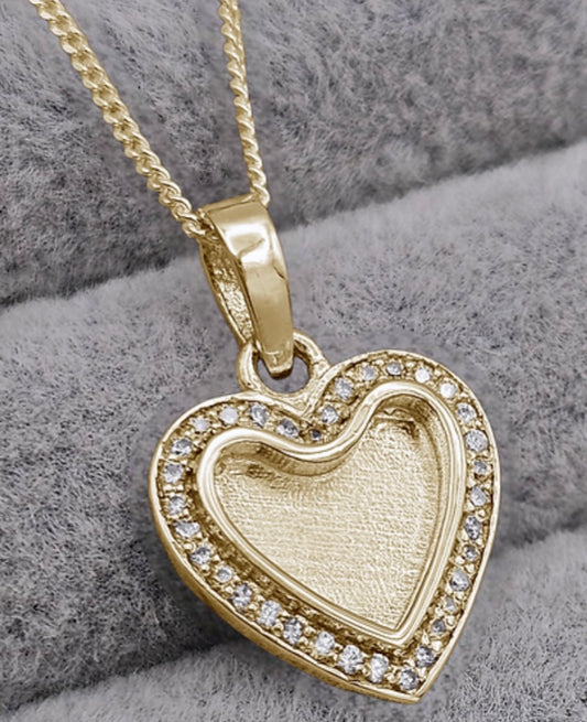 Made to order 9k gold original cz crystal heart pendant