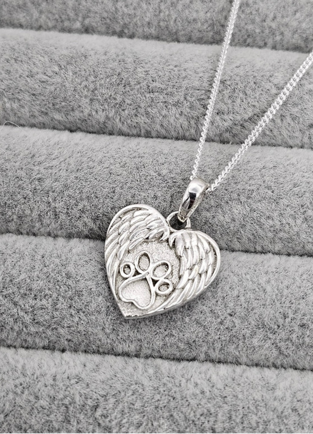Angel wing paw print 925 silver pendant