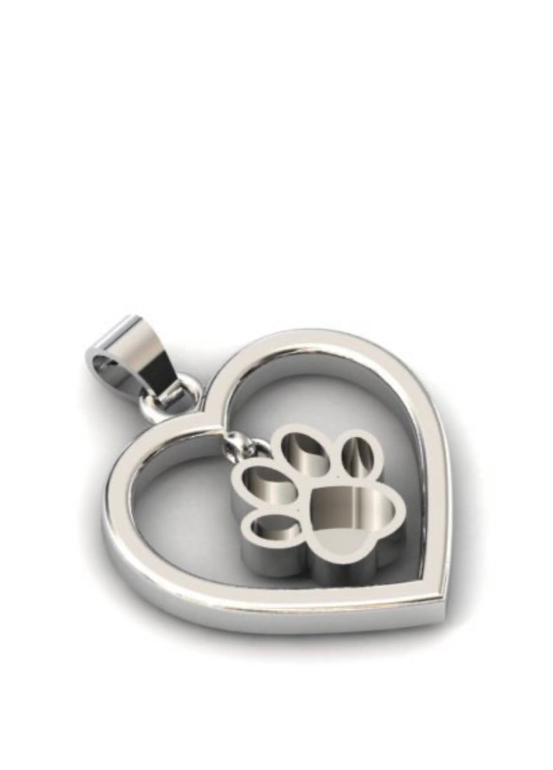 Heart dangle paw pendant 20mm925 silver