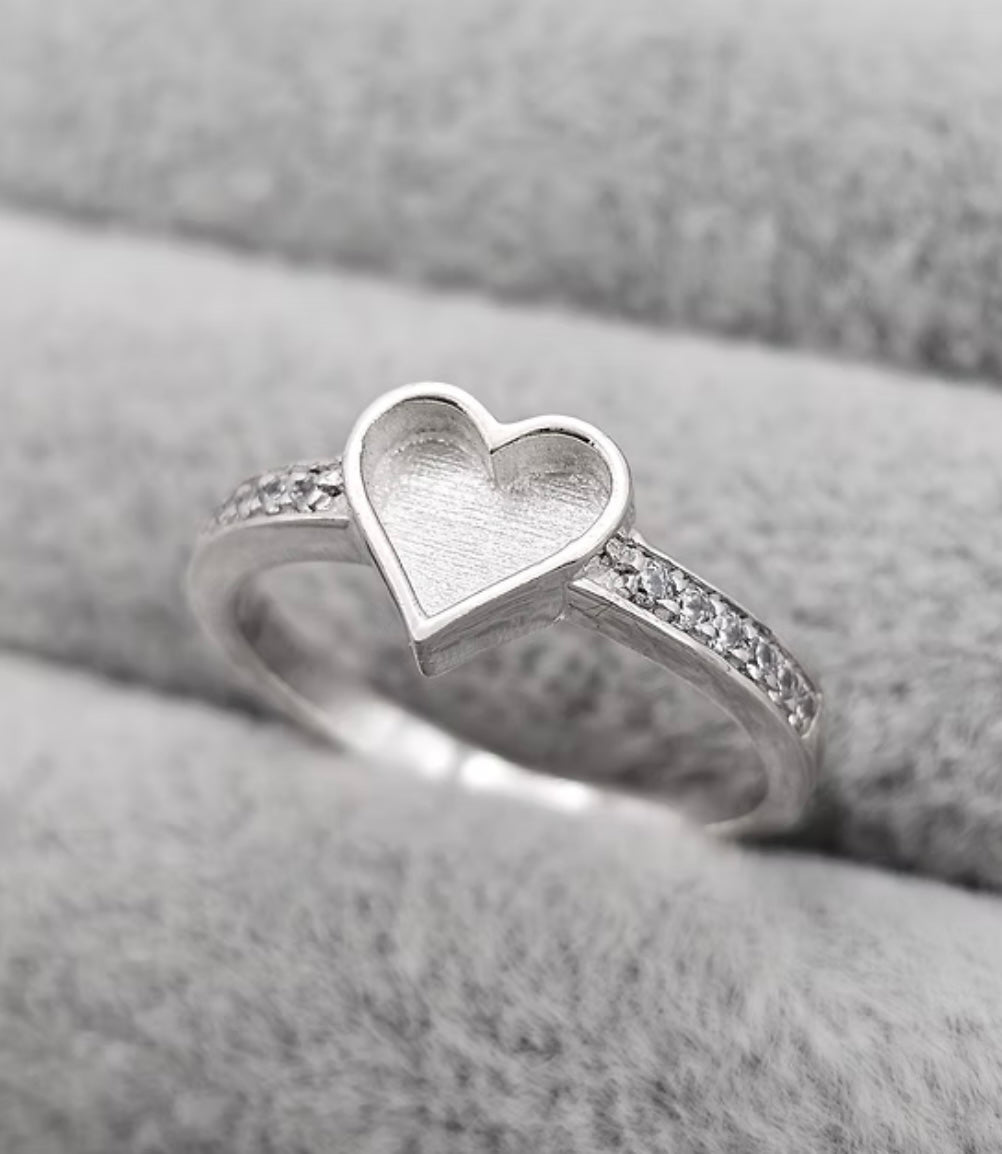 Heart multi gem cz 925 silver ring