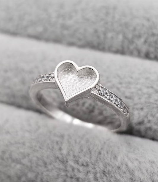 Heart multi gem cz 925 silver ring