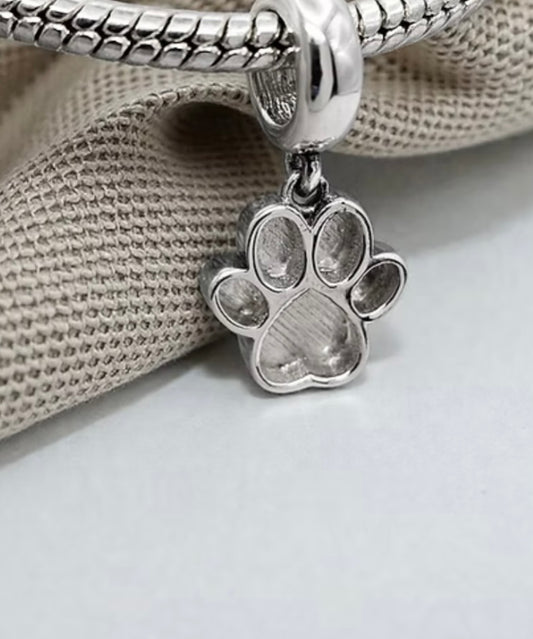 Paw print dangle 925 silver charm