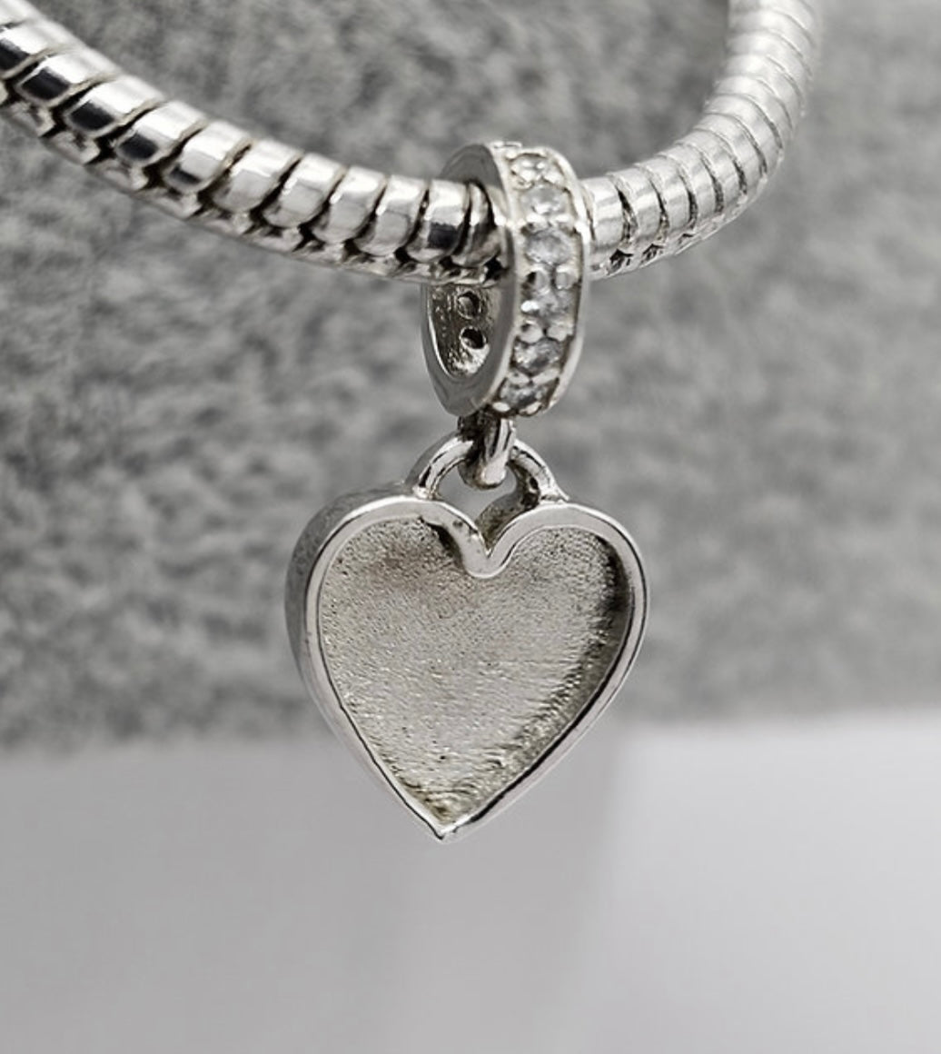Heart cz dangle 925 silver charm