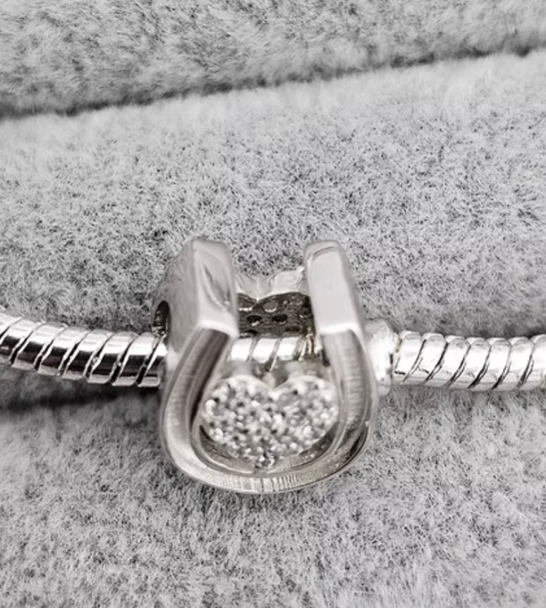 Horseshoe bracelet charm 925 silver cz