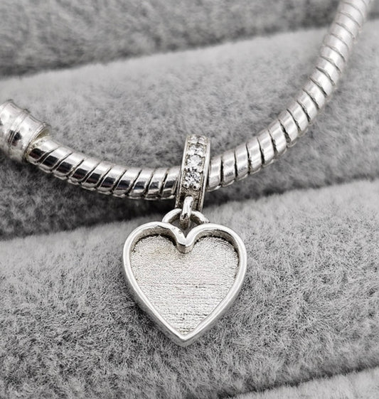 Heart cz dangle 925 silver charm