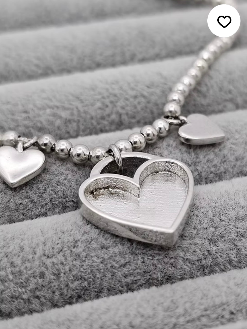 Triple heart adjustable 825 silver beaded bracelet