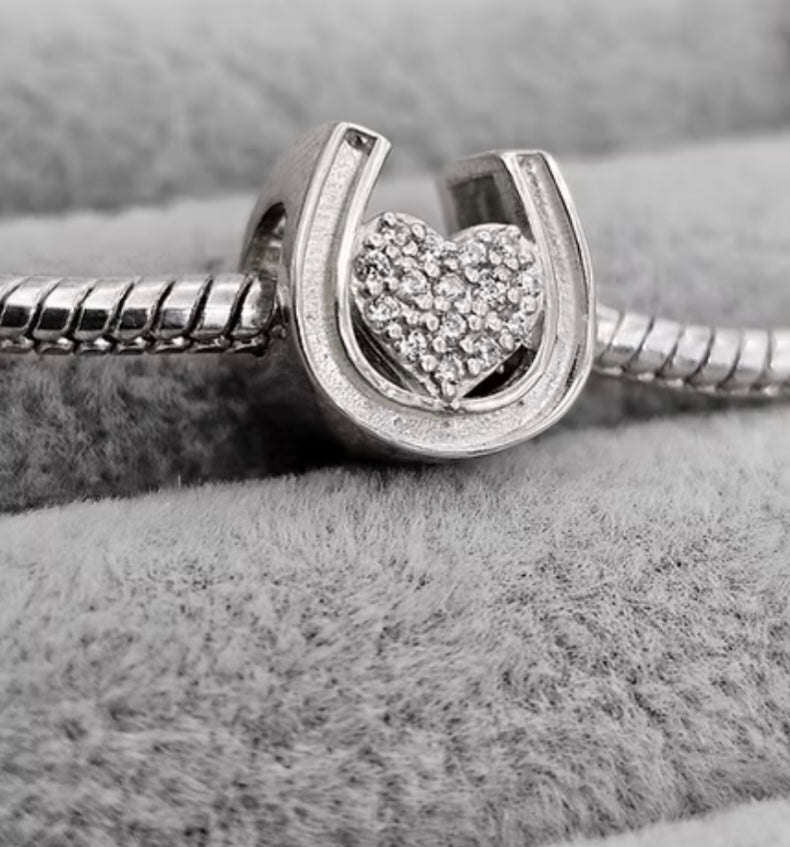 Horseshoe bracelet charm 925 silver cz