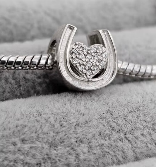 Horseshoe bracelet charm 925 silver cz