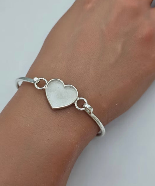 Heart hook clasp bangle 925 silver