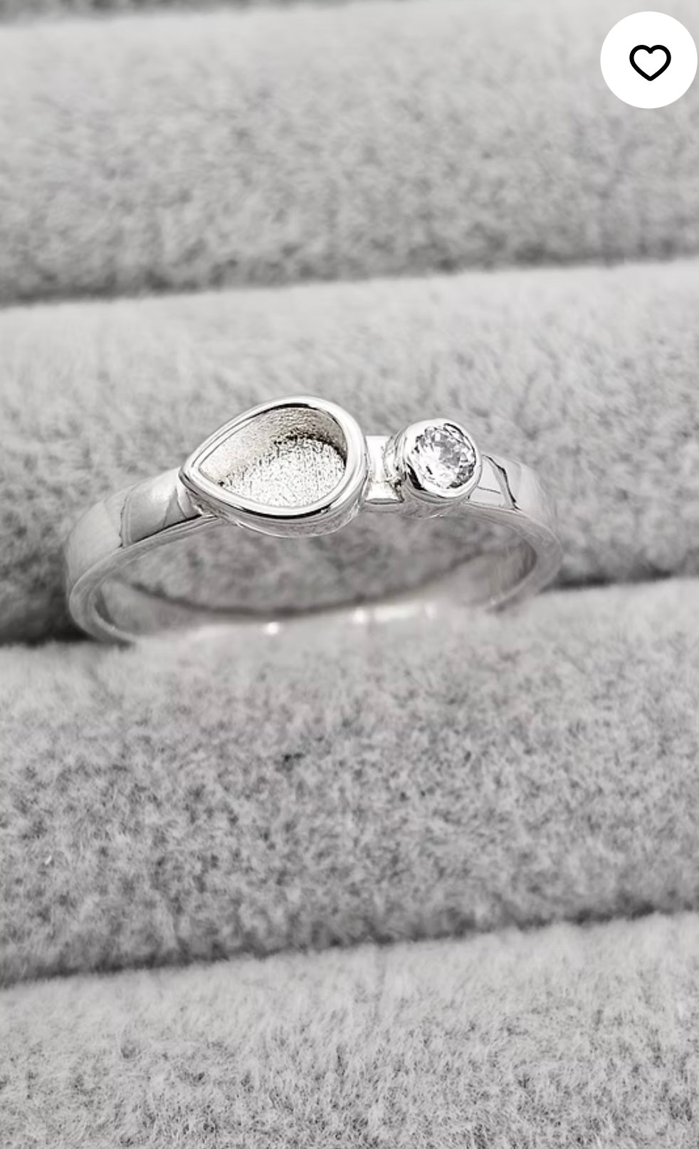 Teardrop single gem ring 925 silver