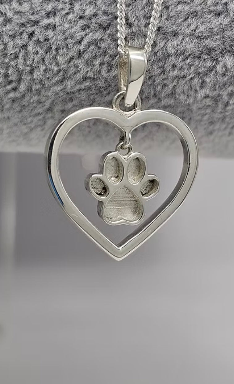 Heart dangle paw pendant 20mm925 silver