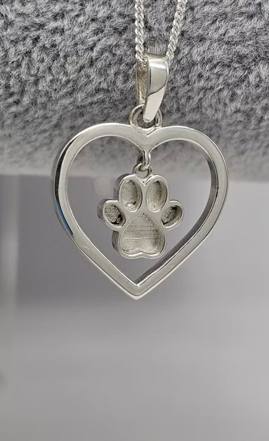 Heart dangle paw pendant 20mm925 silver