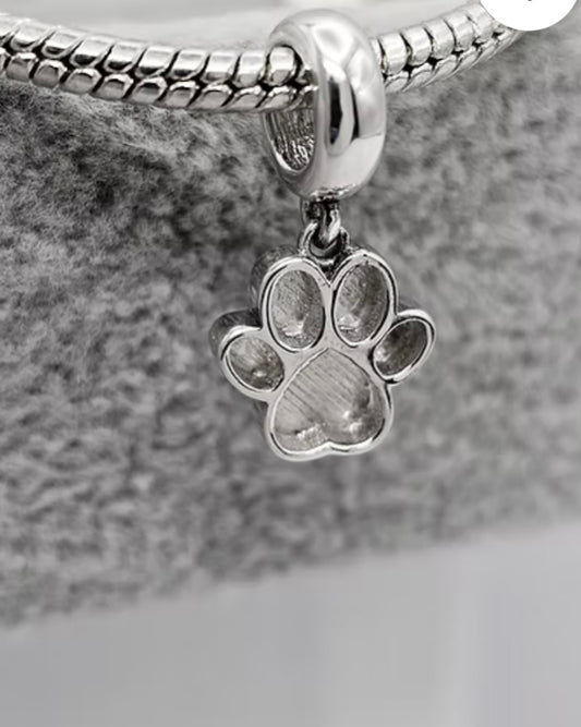Paw print dangle 925 silver charm