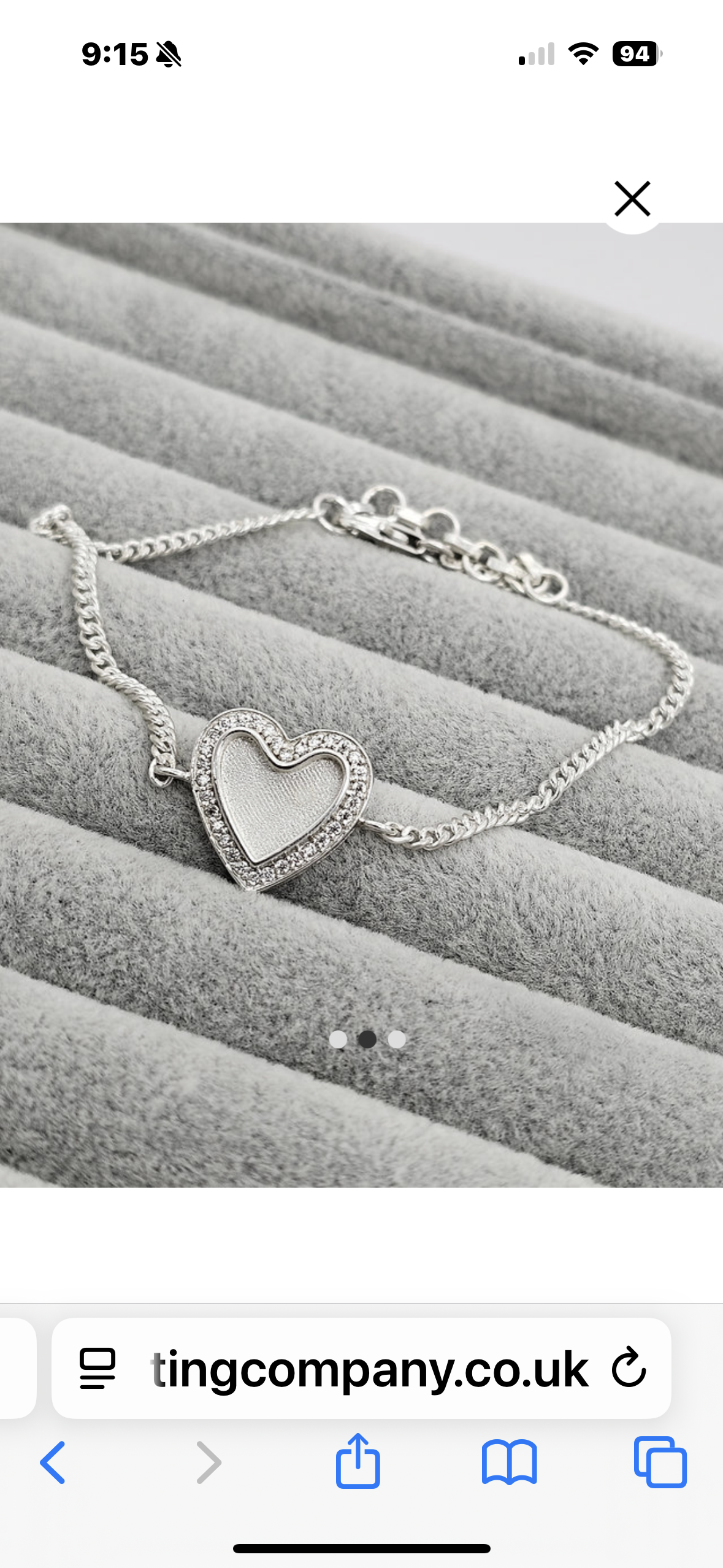 Heart cz 925 silver adjustable curb chain bracelet